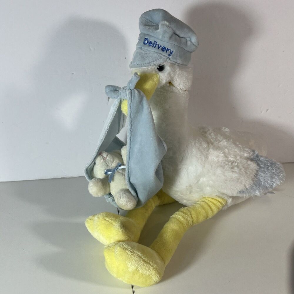 Vintage Aurora Baby Special Delivery Blue Stork Plush Baby Bear With Tags
